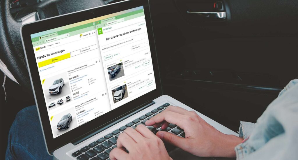 Liste d'annonces de voitures d'occasion avec filtres de recherche sur AutoScout24