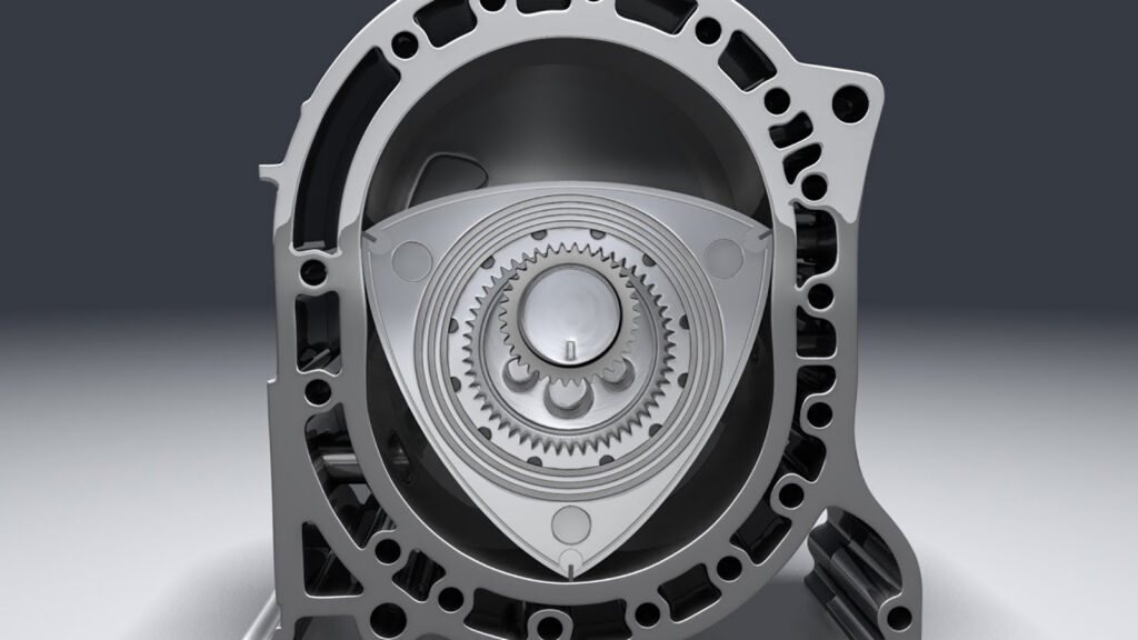 Rotor triangulaire d'un moteur rotatif Wankel dans son carter