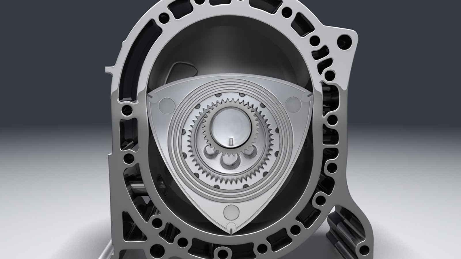 Rotor triangulaire d'un moteur rotatif Wankel dans son carter